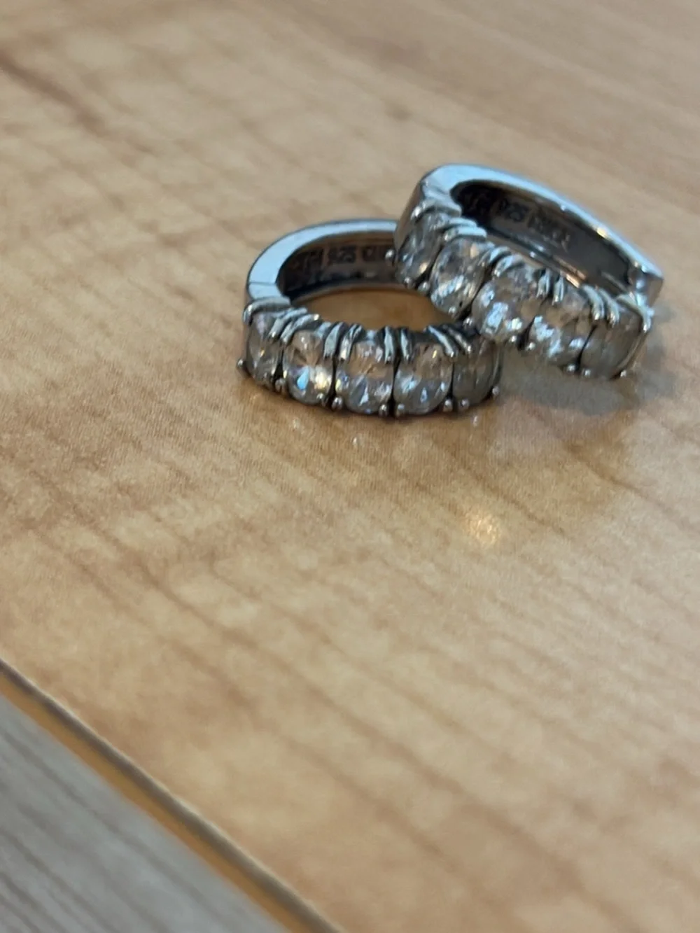 sterling Silver Crystal Huggie Earrings - Home Storage & Organization Accessory